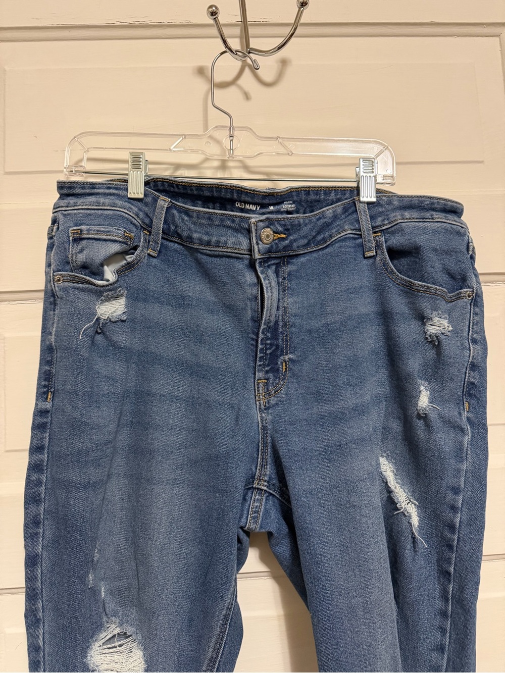 Old Navy Women's Blue Skinny Distressed Jeans